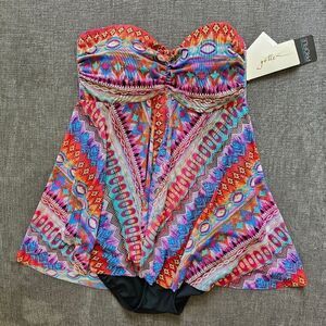 Gottex One Piece Women's Floral Flyaway Bandeau Style one piece Swimsuit size 10